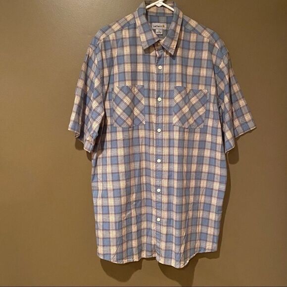 Carhartt Plaid Shortsleeved Men’s Shirt Size Large - Picture 7 of 9